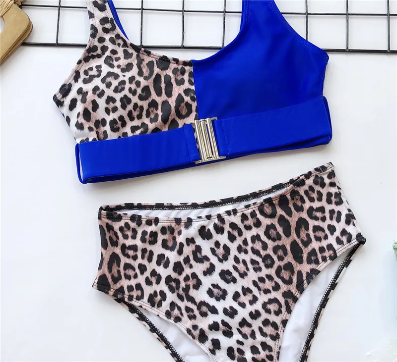 Misswim, леопардовое бикини с высокой талией,, с пряжкой, бандо, купальник, Женский раздельный купальник, сексуальный комплект бикини, бразильский купальник