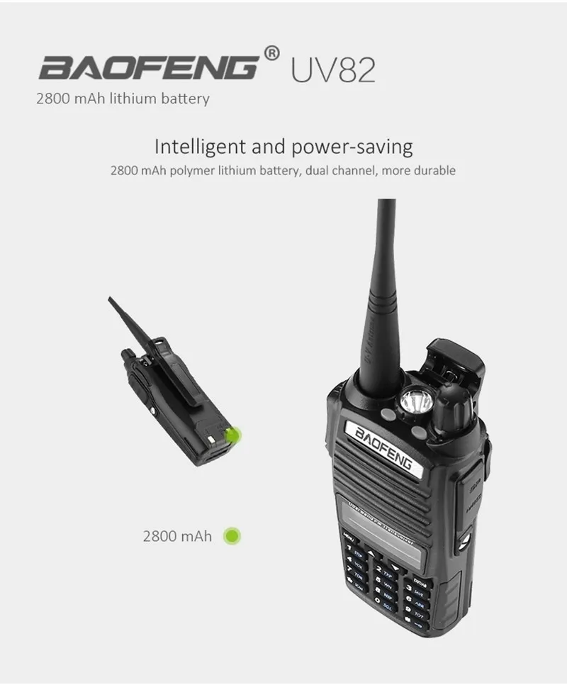 2 шт. Baofeng UV-82 двухдиапазонный УКВ/УВЧ 136-174/400-520 МГц 8 Вт портативный радиопередатчик FM водонепроницаемый двухсторонний радиолюбительский сканер