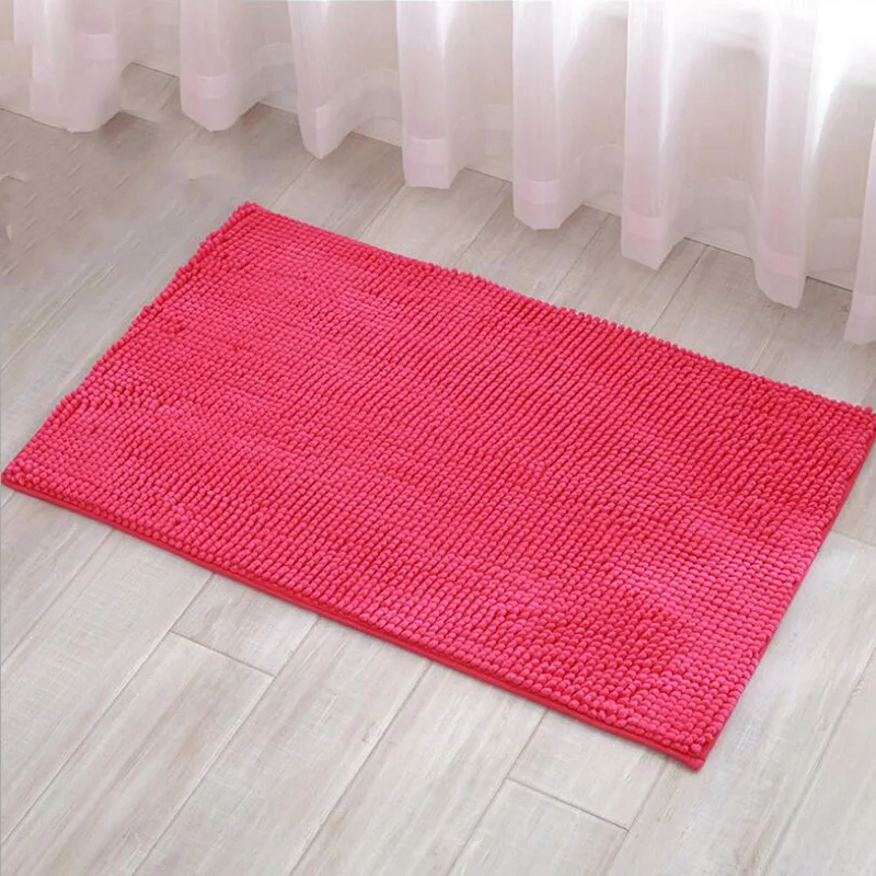 Rose Short-Haired Chenille Doormat Rug Water Absorption Carpet Kitchen Bathroom Carpet Floor Mat for Living Room Anti Slip Bath Mat - Цвет: Rose
