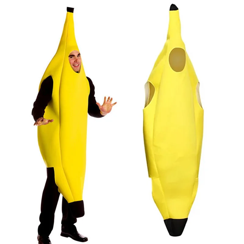 Traje de Cosplay de plátano para adultos, mono divertido amarillo, mono de fiesta de frutas, novedad, ropa de Carnaval de Halloween