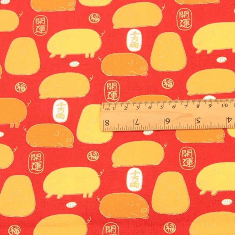 Половинная утолщенная хлопчатобумажная ткань с мультяшным рисунком золотой