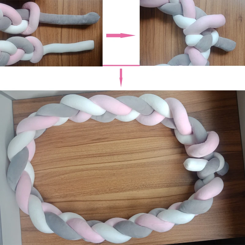 

1Pcs 1M/2M/3M Newborn Baby Crib Bumper Bed Bumper Knot Infant Room Decor Newborn Bed Bumper Long Knotted Braid Pillow Knot Crib