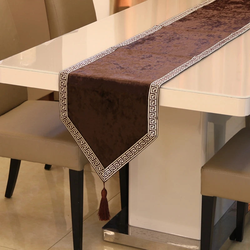 

Modern Simple Table Runner Chinese Style Spliced Tassels Decorative Geometric Pattern Household Hotel Decorative Table Flag