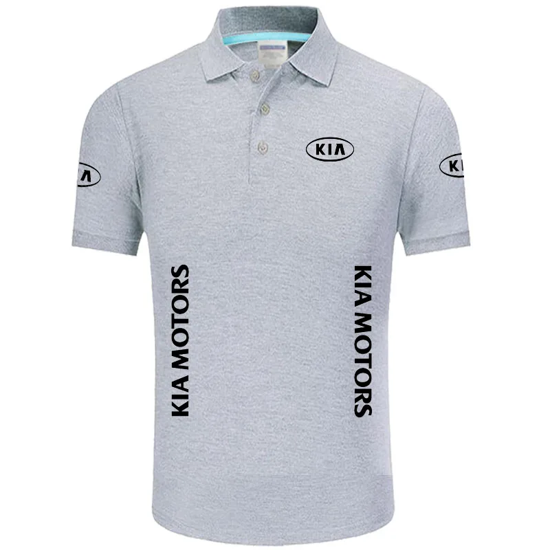 

Unisex shirts Summer High quality brand Kia logo polo short sleeve shirt Fashion casual Solid Polo Shirt