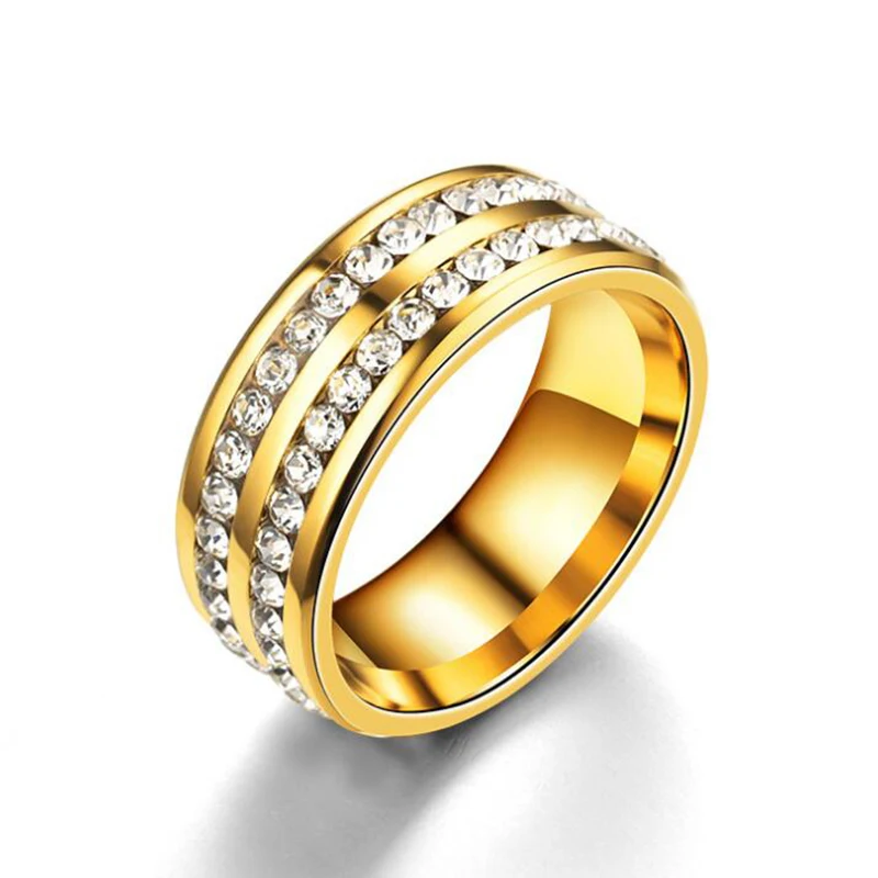 Простые стразы кольца для мужчин и женщин 4 цвета титановая сталь двухрядные