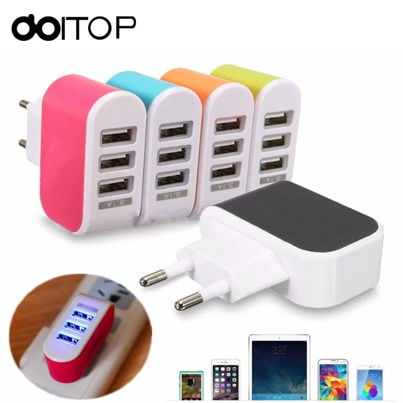 DOITOP Универсальный 3.1A 3 порта USB настенный домашний Путешествия AC Быстрая зарядка