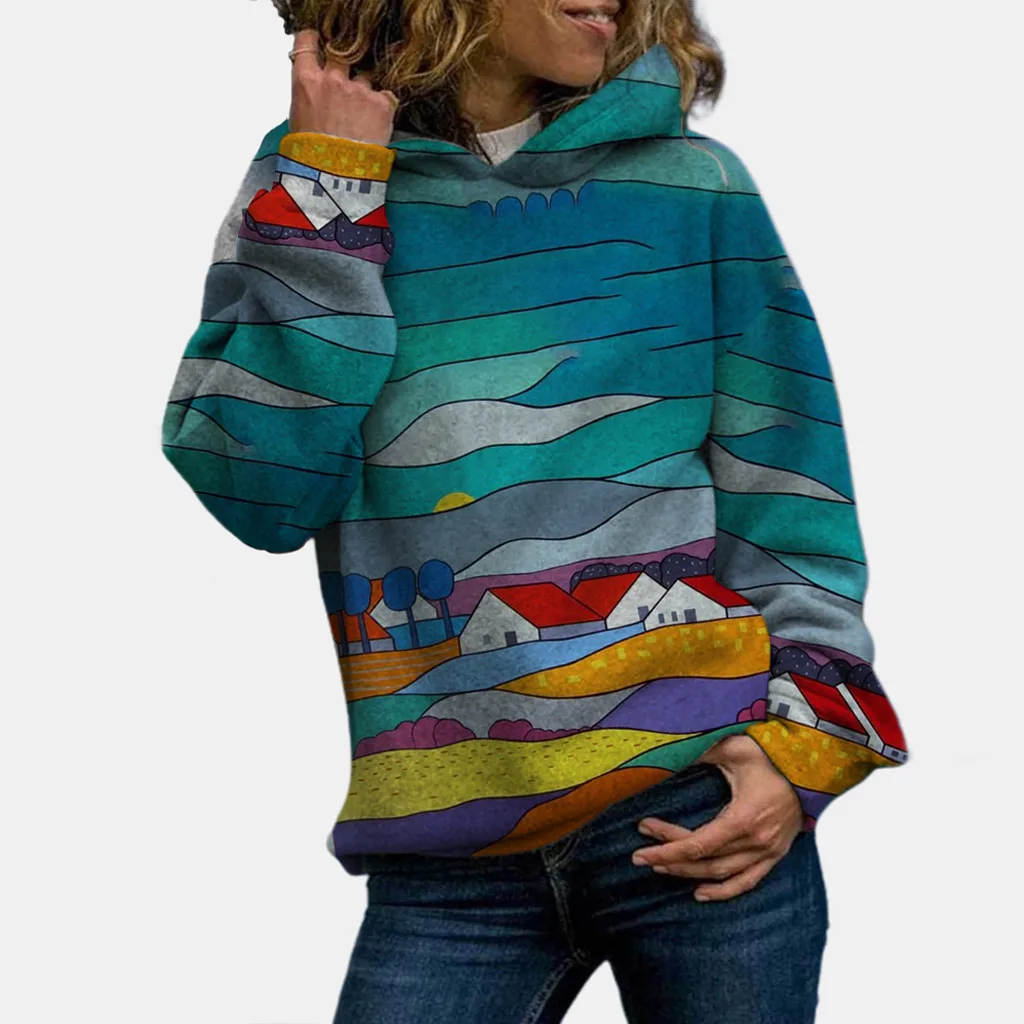 

Fashion Women Hoodies Harajuku Hood Printing Long Sleeves Pullover New Wintersweatshirt Oversized Tops #SRN