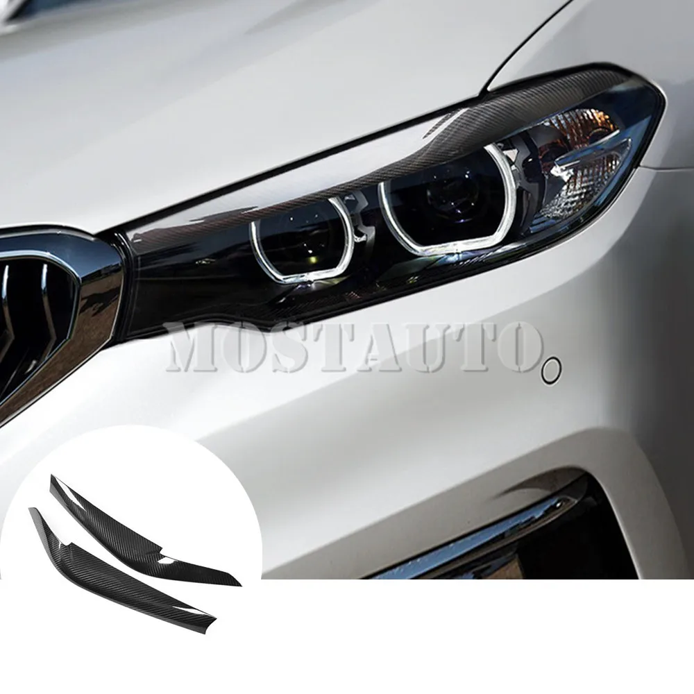

For BMW 5 Series G30 M5 F90 Real Carbon Fiber Exterior Headlight Cover Eyelid Eyebrow Trim 2017-2020 Car Accessories