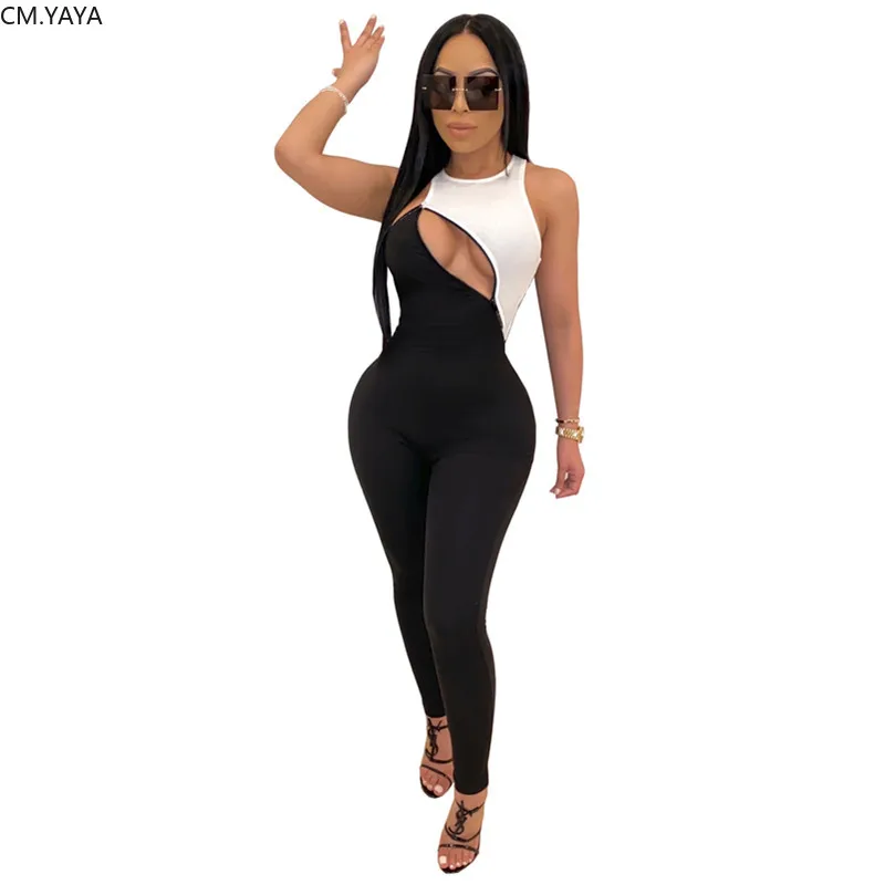 2020 Summer Women Jumpsuits Bust Hole Zipper O-Neck Street Rompers Sexy Night Club Party Bandage Elegant One Piece Outfits GL131 |
