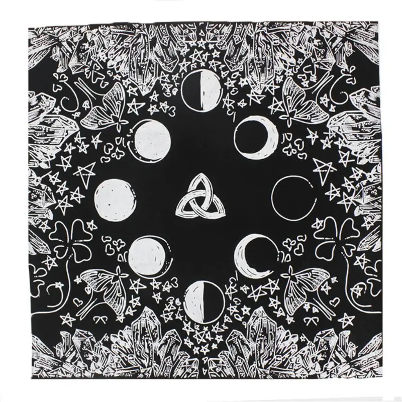 

Velvet Tarots Tablecloth with Bag Witch Divination Moon Phases Lover Altar Cloth