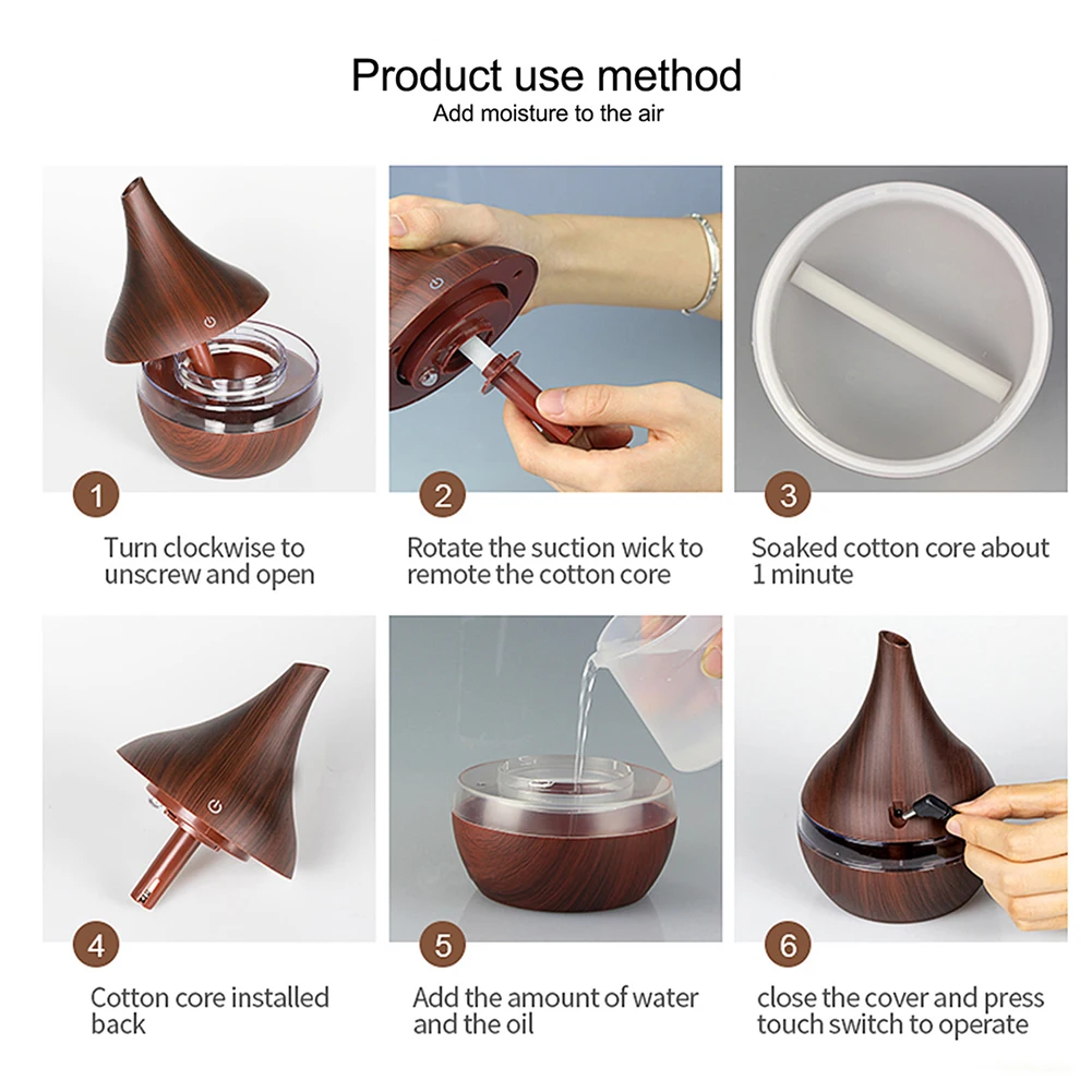 

300ml Humidifier Ultrasonic Essential Oil Diffuser Quiet Opration USB Mist Maker With LED Night Lights Aromatherapy Diffuser