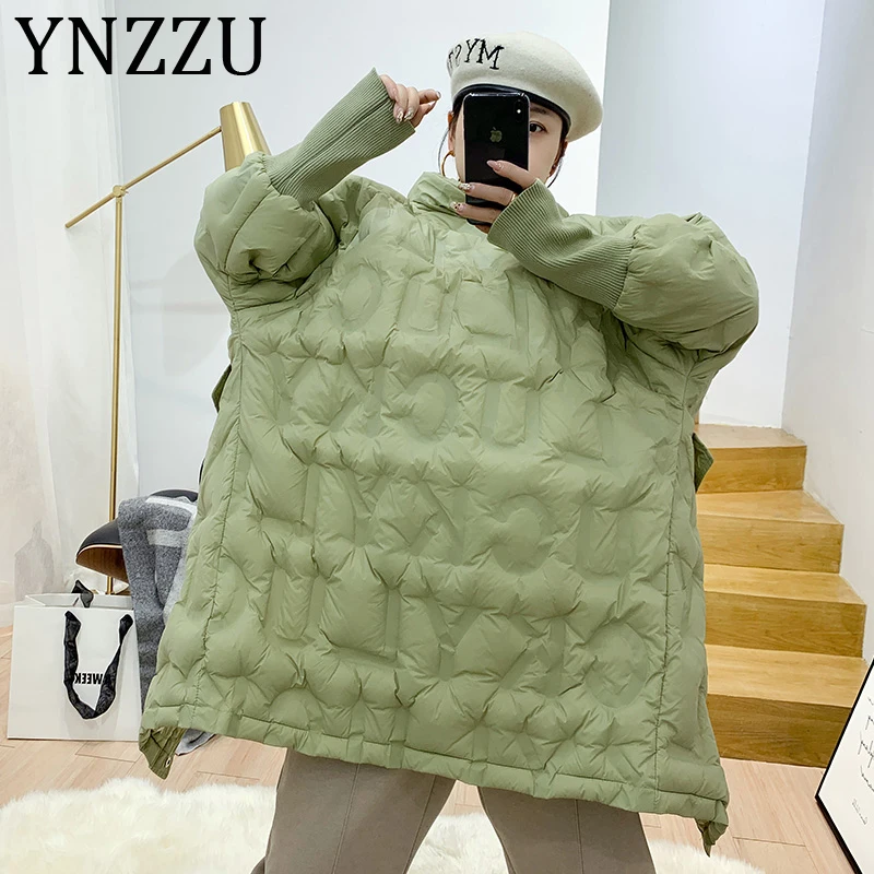 YNZZU, корейский стиль, яркие цвета, женский пуховик,, весна, зима, вязанный рукав, пэтчворк, свободный женский пуховик, а1407