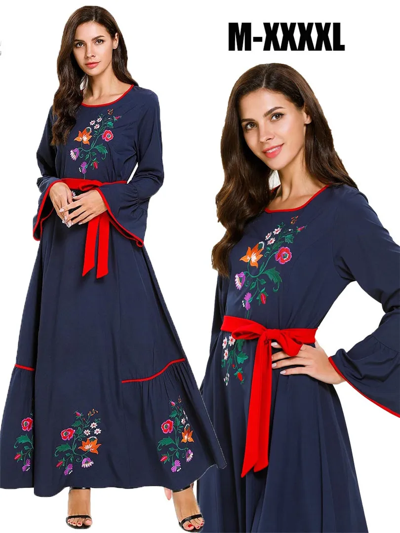 Мусульманское платье с вышивкой модные вечерние мусульманские кафтан винтажные