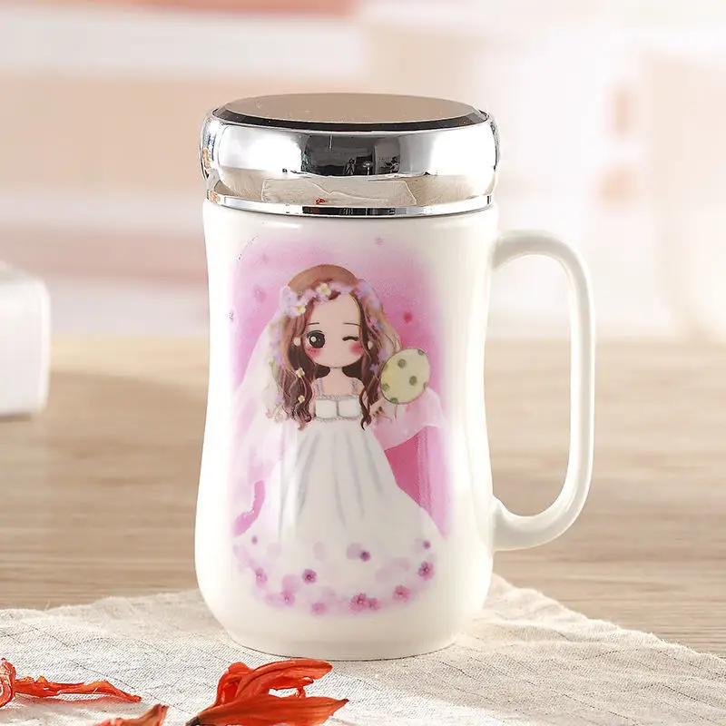 Зеркальная керамическая чашка милая кружка принцессы мультяшная для напитков