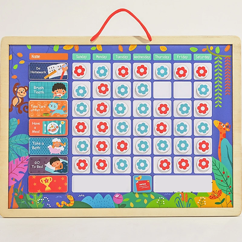 

Wooden Habits Magnetic Reward Activity Responsibility Chart Calendar Kids Schedule Education Toys for Children Calendar Time Toy