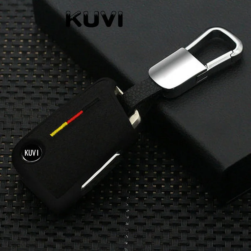 black-keychain 1 Замшевый чехол для ключей автомобиля из ТПУ, чехол для ключей автомобиля, подходит для VW Volkswagen Skoda Golf7 Polo Tiguan Passat Jetta MK5 MK6 T5 Beetle, аксессуары - Название цвета: black-keychain 1