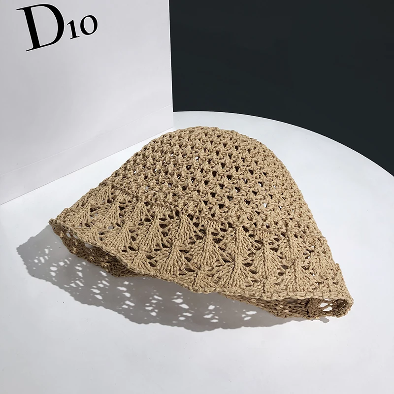 

Japanese bucket hat, female summer hollow woven straw hat, sun protection face, fisherman hat, sunbasin hat bucket hat