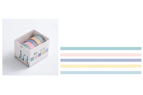 5 рулонов декоративной бумаги, искусственная цветная бумажная Маскировочная лента, японская Васи-лента, DIY альбом для стикеров