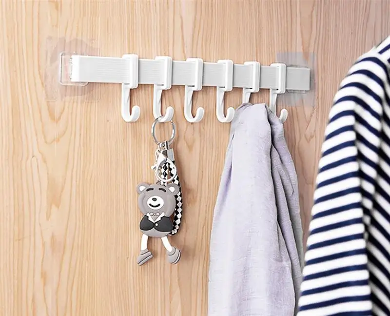 6 рядов крючков прочный самоклеящийся крючок бесшовная Вешалка без гвоздей для