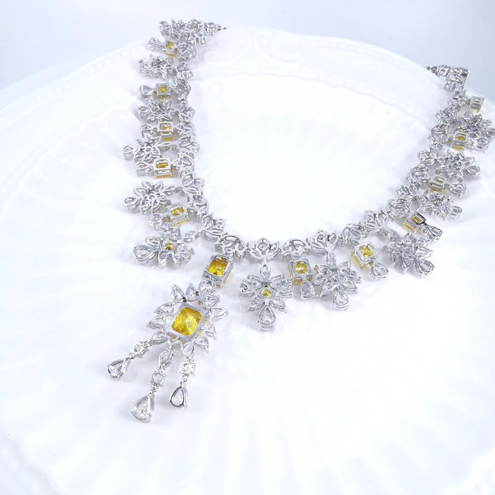 2021 новые модные роскошные элегантные желтый цветок кубического циркония