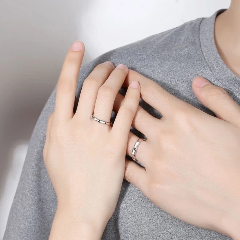 

1 Pair Sun Moon Lover Couple Rings Set Promise Wedding Bands Men Women Jewellery Valentine's Day Gift 85LB