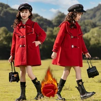 girls woolen coat jacket cotton%c2%a0overcoat 2021 charming warm thicken plus velvet winter autumn teenager school childrens clothes
