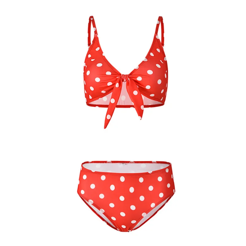 

Shorts Beach Bow Waist Tops Fashion Sexy Swimming 2019 v neck Sets female Elastic Women Piece Girls Clothes Dot Holidays Wear Tw