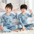 Осенне-зимние хлопковые пижамы для подростков, одежда для девочек, детские пижамы, мультяшная одежда для сна, пижамы с животными, львом, детский Ночной костюм