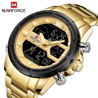 naviforce casual fashion mens watches dual time big dial luminous week display alarm waterproof chronograph men clock wristwatch