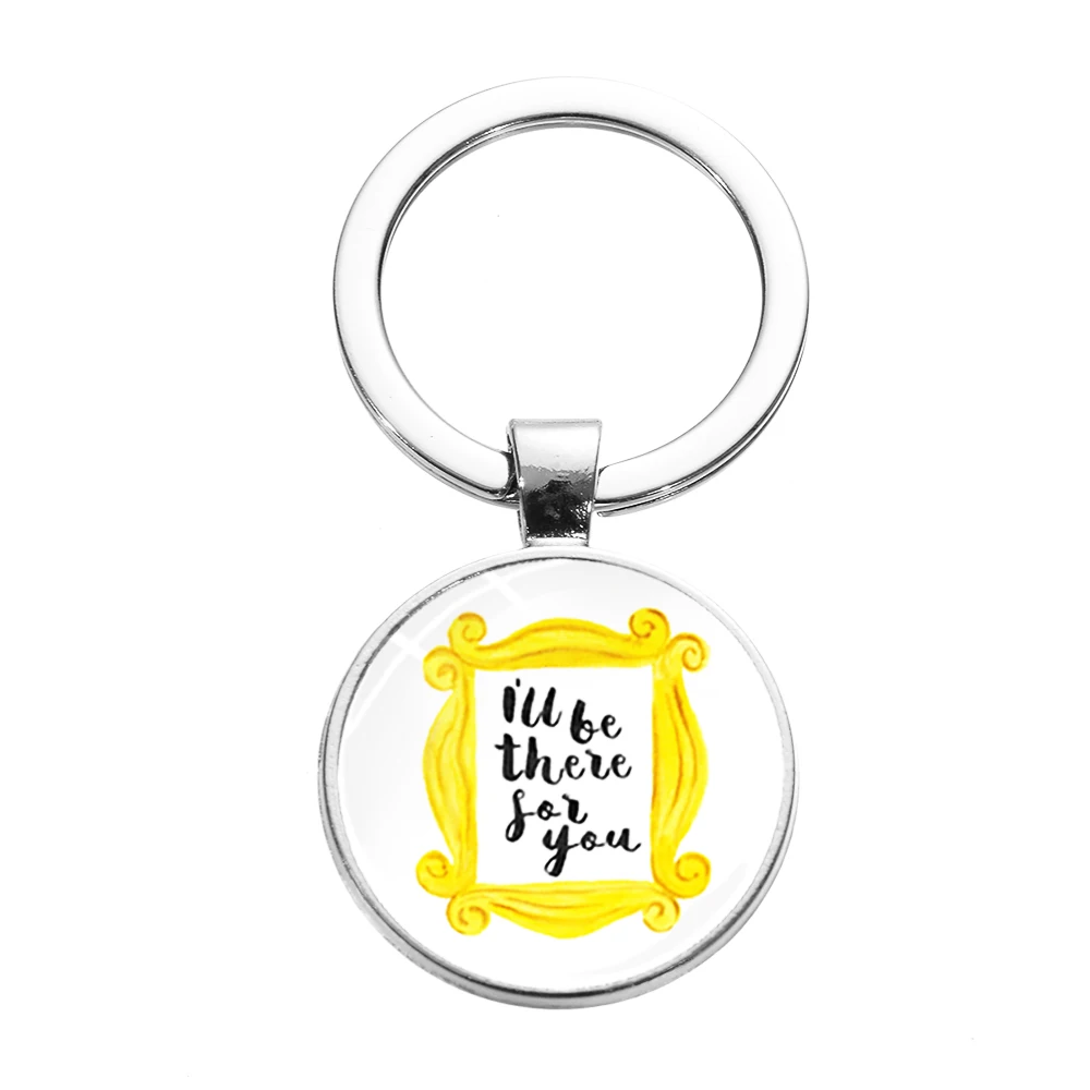 SONGDA Newest Friends TV Show Keychain 25th Anniversary Series Cartoon Fun Pattern Glass Dome Pendant Key Chain for Good Friend