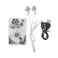 mini clip floral pattern music mp3 player 32gb tf card with mini usb cable earphone
