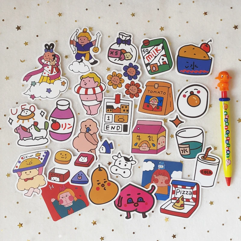 25 шт./упак. милый ангел ребенка движения ручная роспись наклейки ручной работы