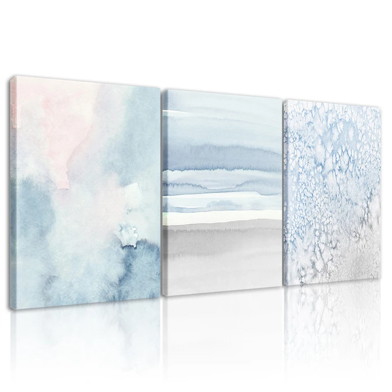 Настенная картина в деревянной рамке Постер абстрактный Рисунок светло-голубой