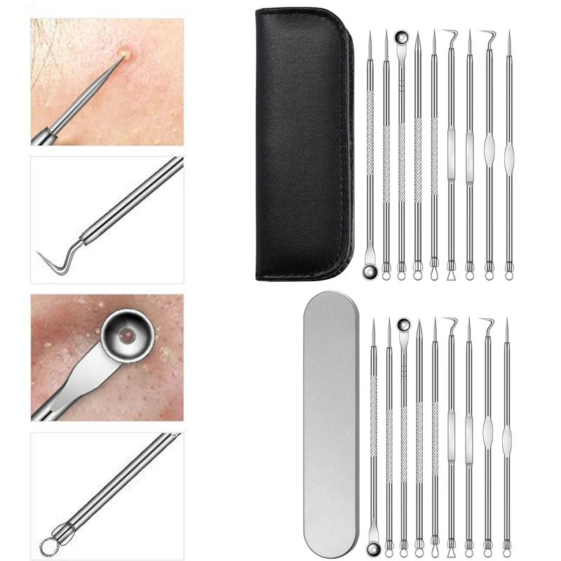 9 шт./компл. набор инструментов для удаления угрей и прыщей Пинцет иглы угревой