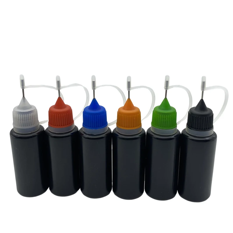 

30pcs 15ml Black PE Vial Soft Plastic Dropper Bottle With Metal Needle Screw Cap For 15cc Jar Empty Liquid Container