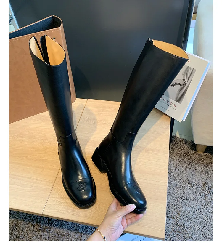 

Long boots women's knee length 2021 new small boots children's high boots thin boots leather boots women's