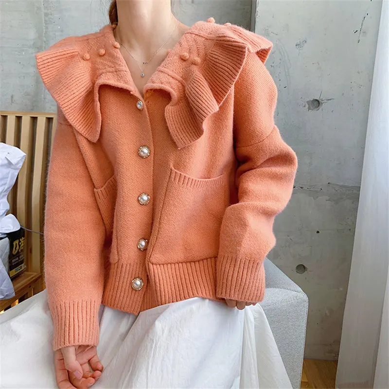 Женский трикотажный кардиган с оборками Alien Kitty повседневный элегантный свитер