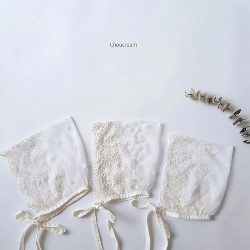 Шапка фетальная для новорожденных с вышивкой и кружевом 100 дней полнолуния | Мать