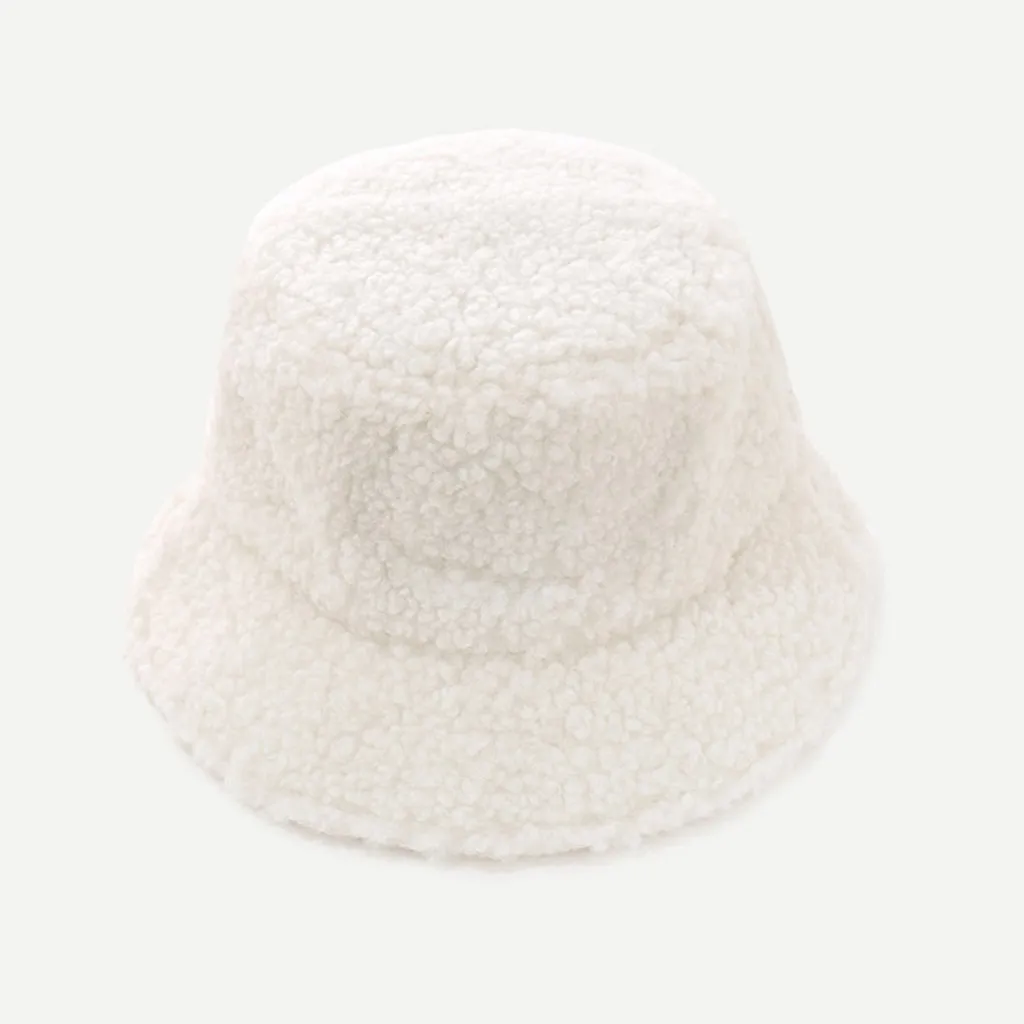 

Women Adult Unisex Cap Outdoor Sun Travel Casual Pot Bucket Hat Autumn Winter Lamb Plush Soft Warm Fisherman Hat Panama Casual