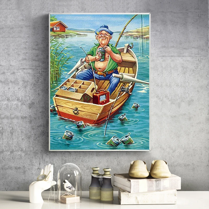 5D DIY Diamond Painting Full Square/Round Drill Boat Fishing Embroidery Mosaic Art Needlework Rhinestones Pictures Sale | Дом и сад
