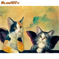 ruopoty 4050cm two cats animals paints by numbers diy acrylic on canvas handpainted home decor arts artcraft handpainted