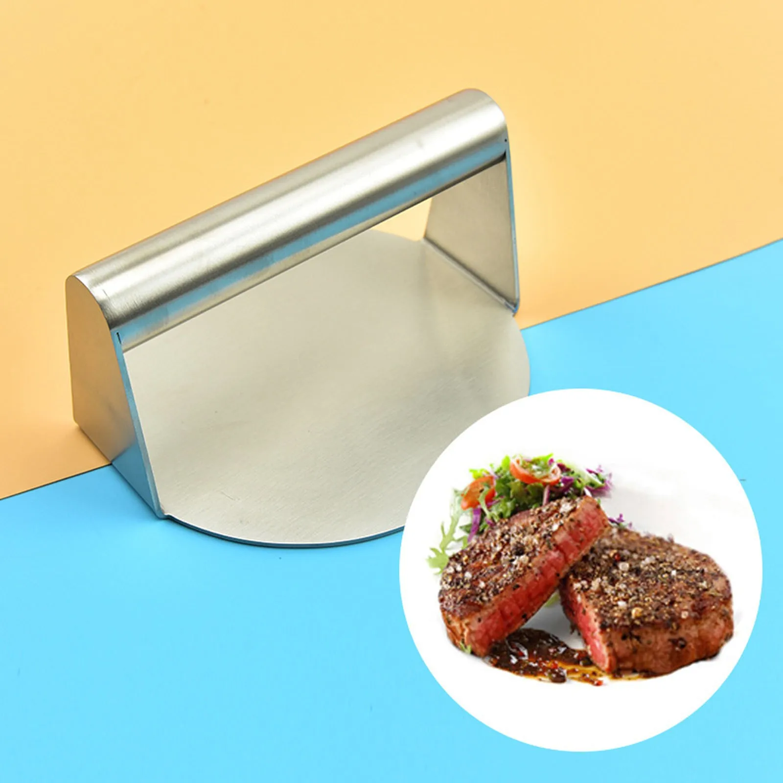 

Stainless Steel Burger Press Round Smash Burger Press Professional Griddle Accessories Kit For Flat Top Grill Hamburger Maker