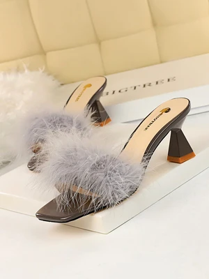 Босоножки с квадратным носком Женские босоножки на толстом высоком каблуке