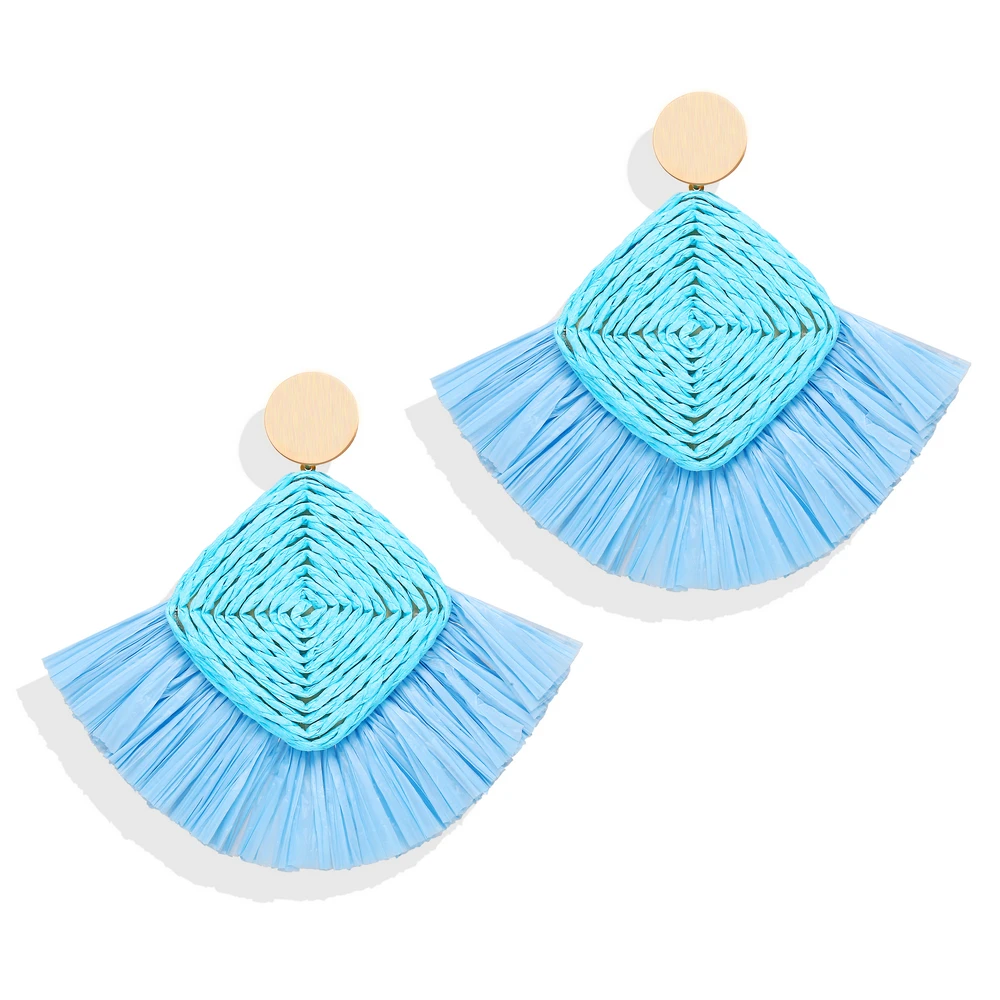 Креативные ретро серьги в стиле гражданской клана плетеные ротанг из рафии и