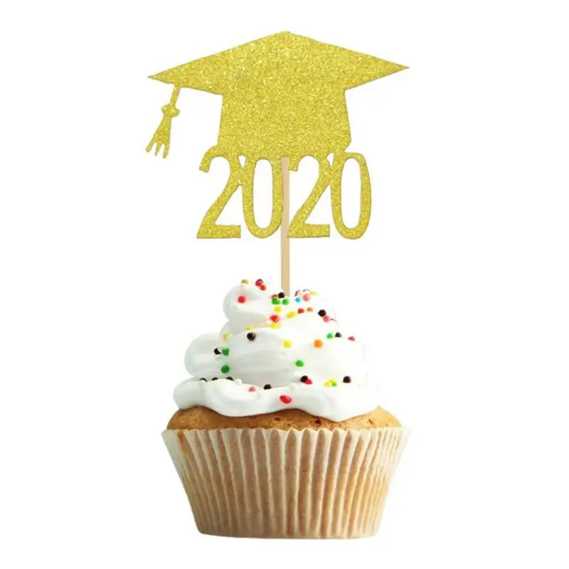 

50PCS Cake Topper 2020 Doctorial Hat Cupcake Topper Cake Decor for Graduation