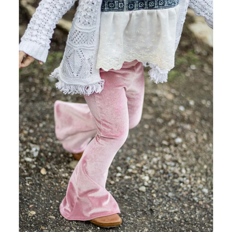 CYSINCOS золотые бархатные Модные узкие брюки-клеш для девочек хлопковые мягкие