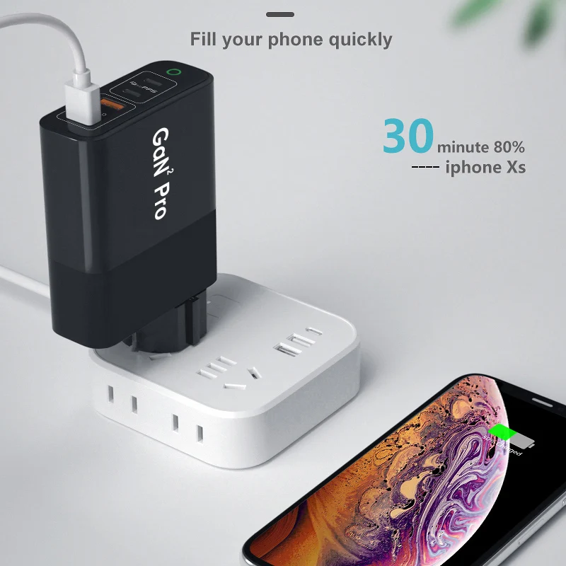 Сетевое зарядное устройство URVNS 161 Вт с 4 портами GaN 2 Pro USB C сетевое PPS PD 100 Вт/87 Вт/65