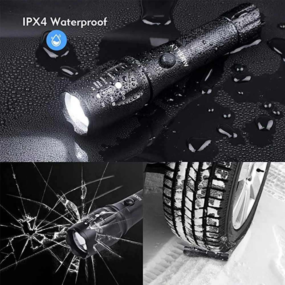 Светодиодный тактический полицейский Перезаряжаемый USB фонарик Aukelly портативный