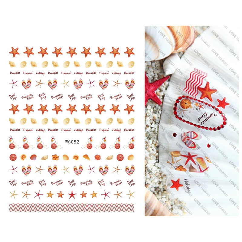 10PCS Bikini Manicure Sticker Summer Beach Coconut Starfish Small Fresh Beautify Nail Beauty