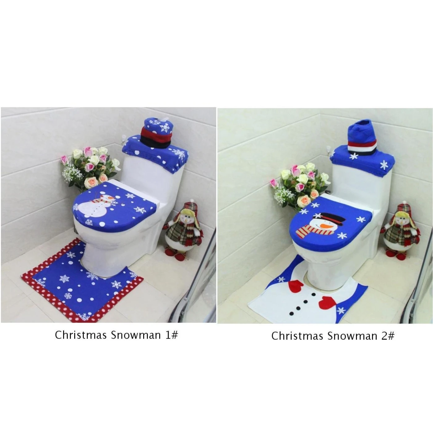 3 шт. уборная Туалет чехол для сиденья коврик Рождественский набор ванной